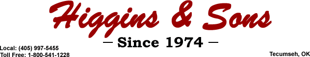 Higgins & Sons, makers of quality post frame buildings and wood trusses since 1974. 1-800-541-1228. Tecumseh, OK.